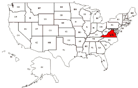 Map of Virginia USA