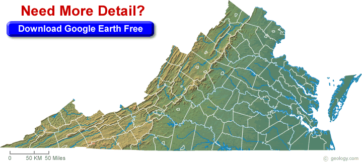 Virginia Physical Map