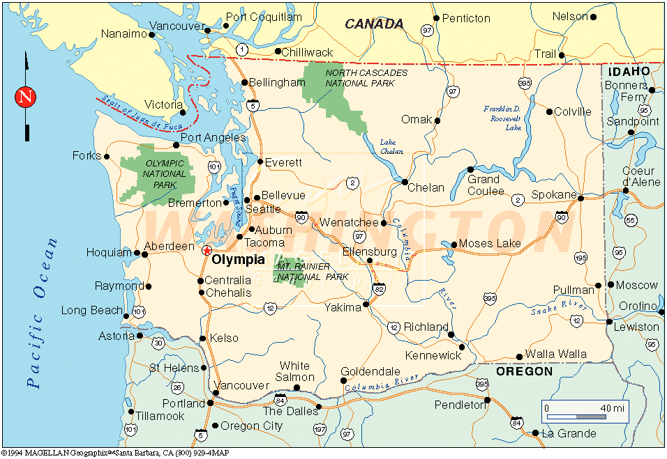 Map of Washington USA