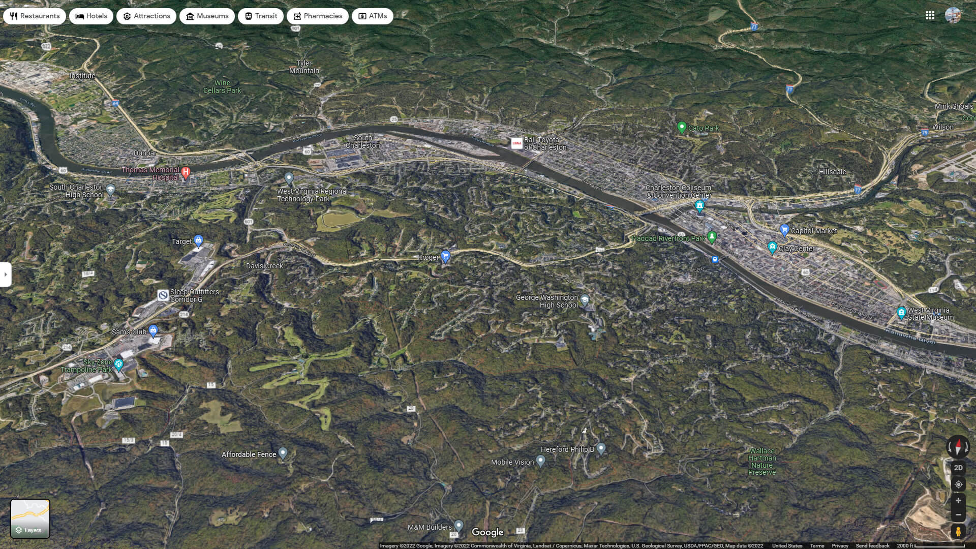 Charleston, West Virginia Map