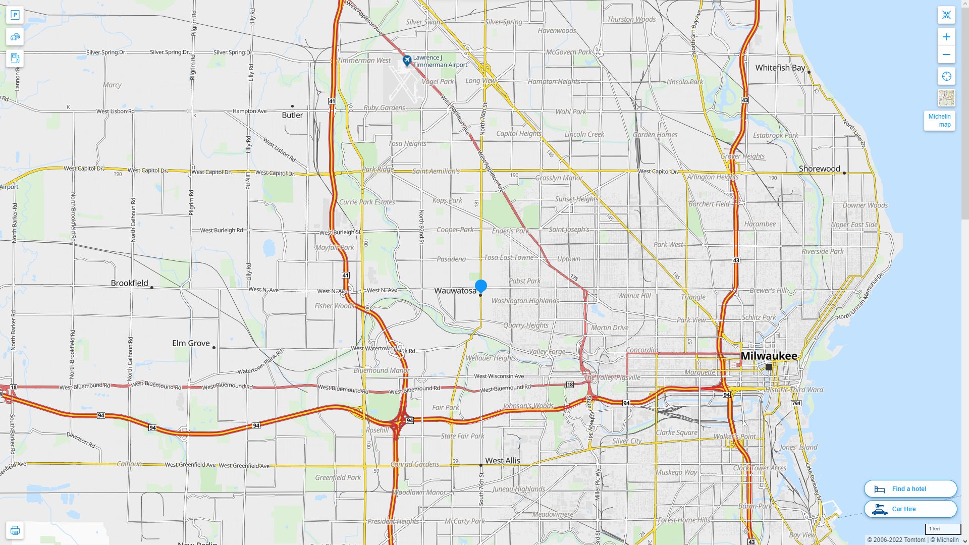 Wauwatosa Wisconsin Map