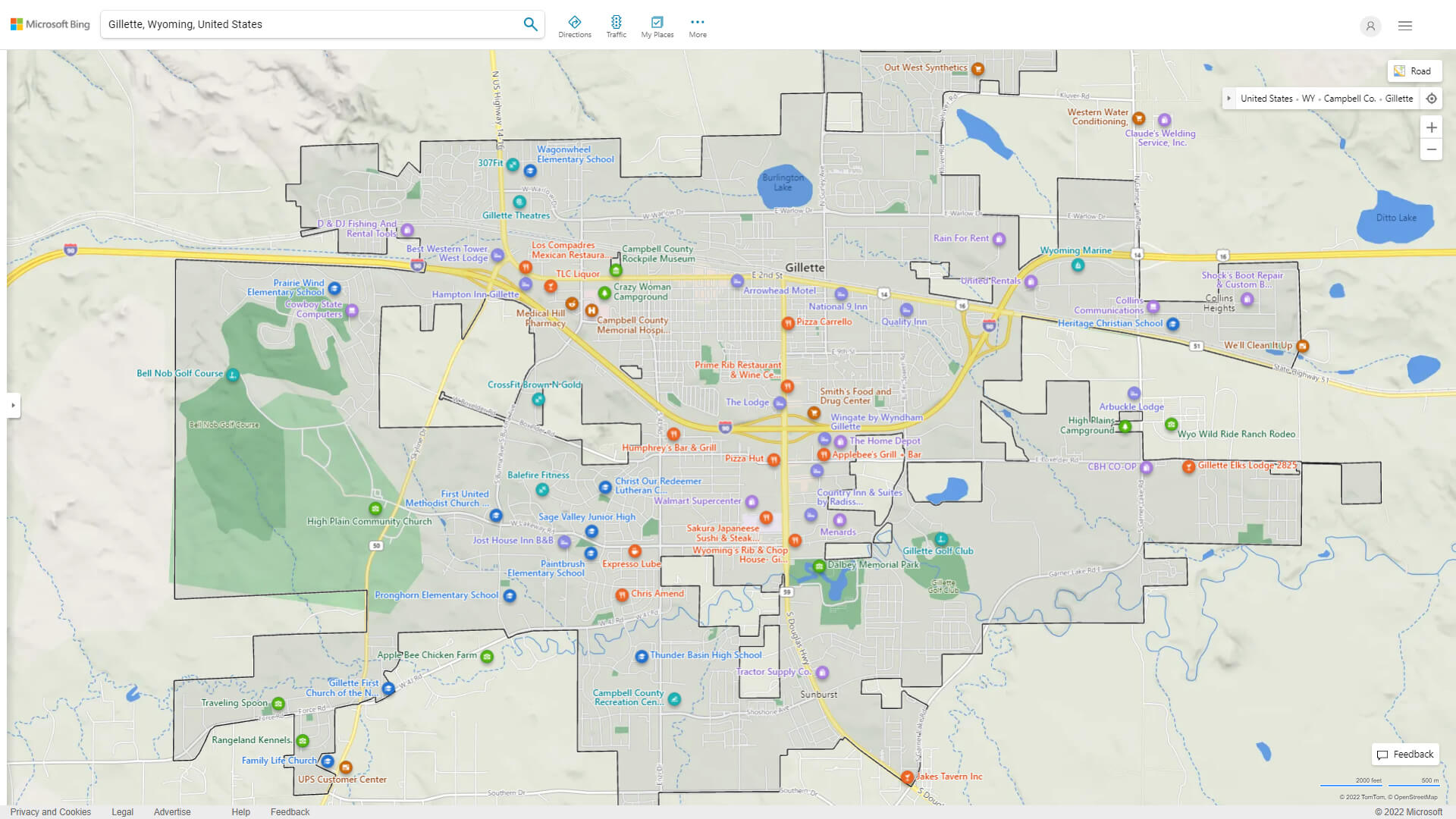 Gillette Wyoming Map