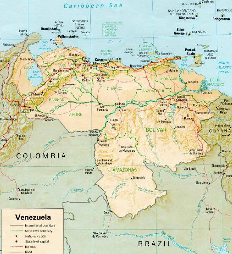Physical of Map Venezuela